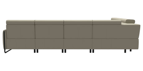 Paloma Leather Light Grey & Matte Black Arm Trim | Stressless Emily C22 Corner Sofa with Long Seat | Valley Ridge Furniture