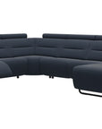 Paloma Leather Oxford Blue & Matte Black Arm Trim | Stressless Emily C22 Corner Sofa with Long Seat | Valley Ridge Furniture