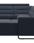 Paloma Leather Oxford Blue & Matte Black Arm Trim | Stressless Emily C22 Corner Sofa with Long Seat | Valley Ridge Furniture