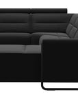 Paloma Leather Black & Matte Black Arm Trim | Stressless Emily C22 Corner Sofa with Long Seat | Valley Ridge Furniture