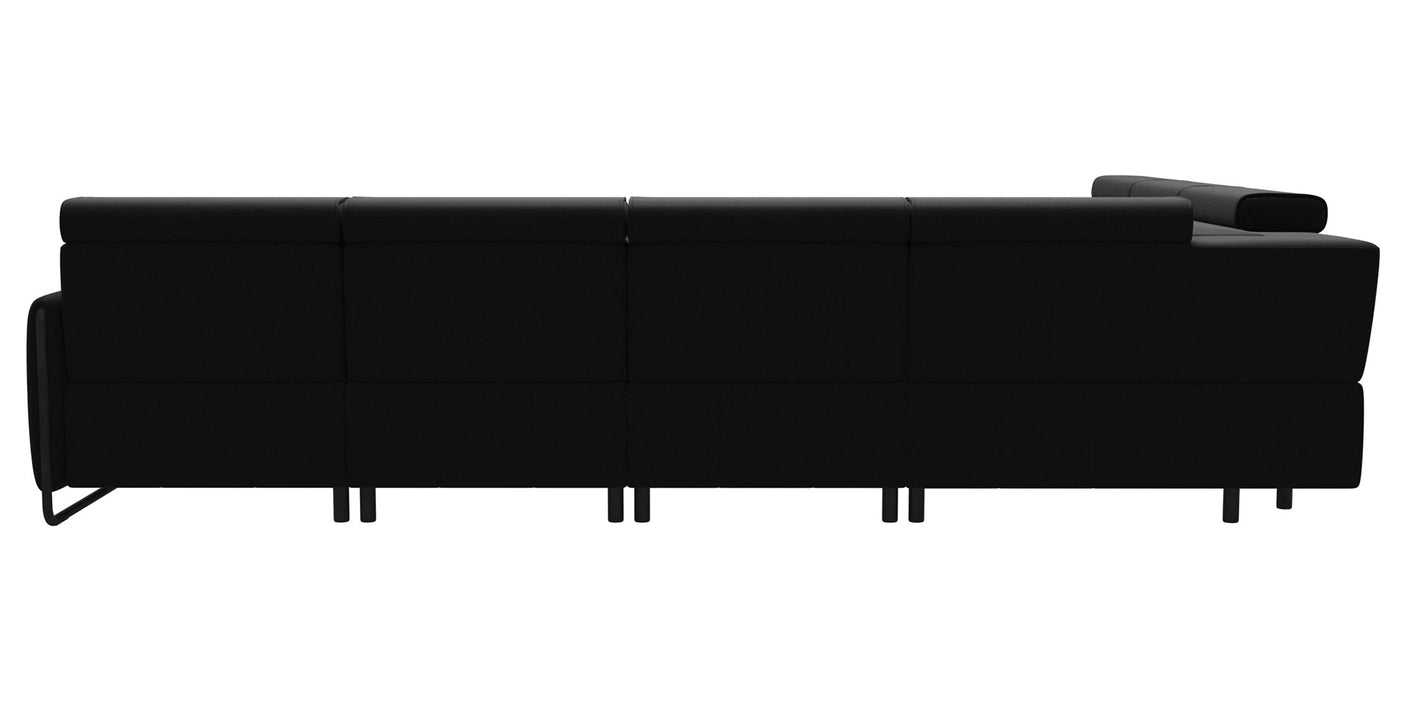 Paloma Leather Black & Matte Black Arm Trim | Stressless Emily C22 Corner Sofa with Long Seat | Valley Ridge Furniture