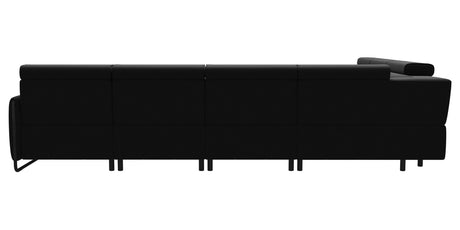 Paloma Leather Black & Matte Black Arm Trim | Stressless Emily C22 Corner Sofa with Long Seat | Valley Ridge Furniture