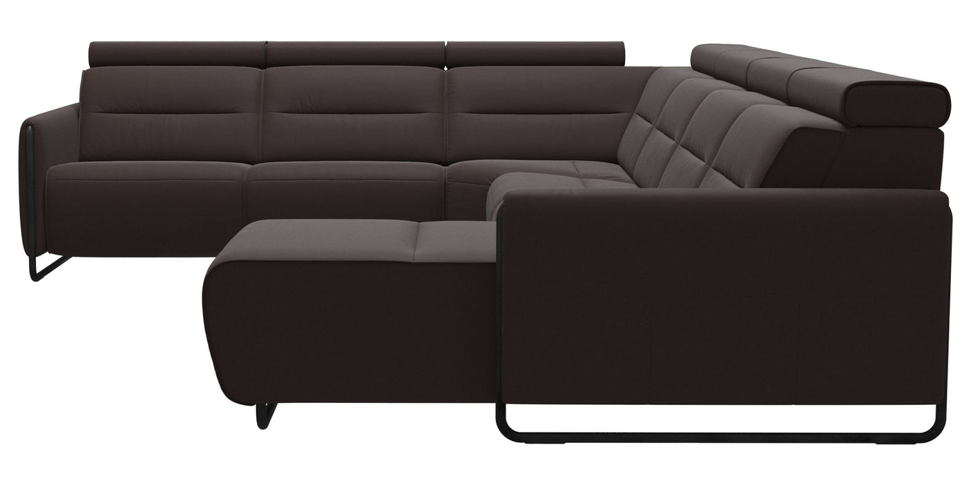 Paloma Leather Chocolate & Matte Black Arm Trim | Stressless Emily C22 Corner Sofa with Long Seat | Valley Ridge Furniture