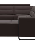 Paloma Leather Chocolate & Matte Black Arm Trim | Stressless Emily C22 Corner Sofa with Long Seat | Valley Ridge Furniture