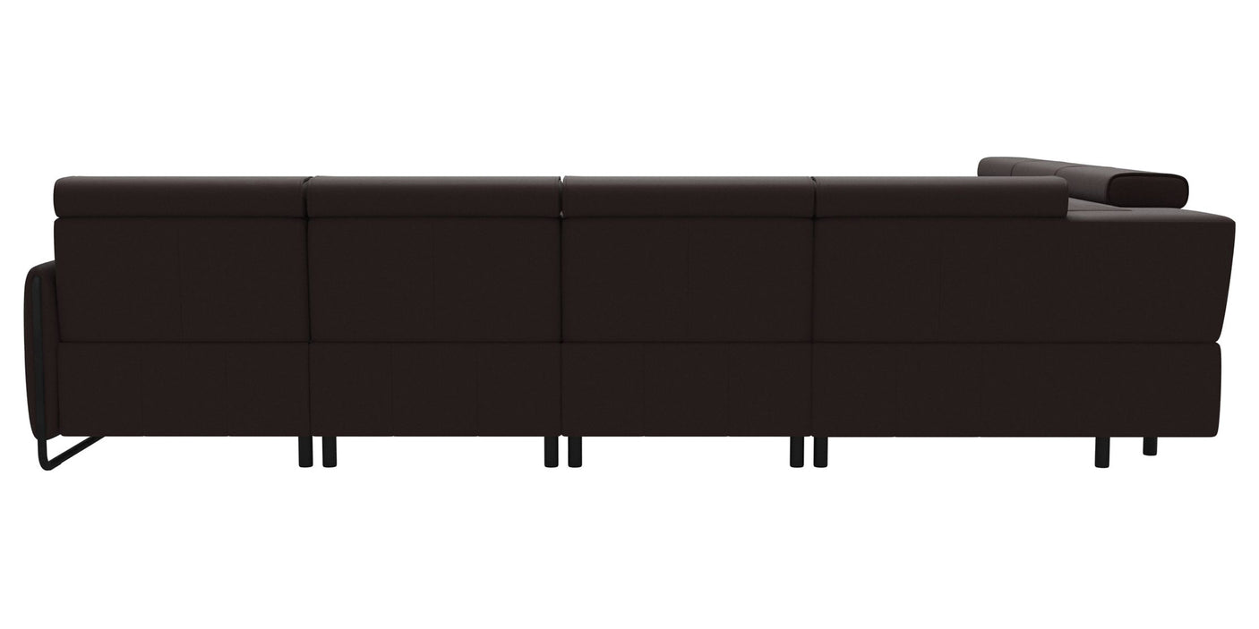 Paloma Leather Chocolate & Matte Black Arm Trim | Stressless Emily C22 Corner Sofa with Long Seat | Valley Ridge Furniture