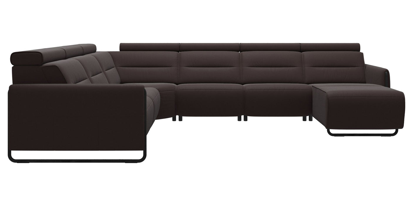 Paloma Leather Chocolate & Matte Black Arm Trim | Stressless Emily C22 Corner Sofa with Long Seat | Valley Ridge Furniture