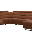 Paloma Leather New Cognac & Matte Black Arm Trim | Stressless Emily C22 Corner Sofa with Long Seat | Valley Ridge Furniture