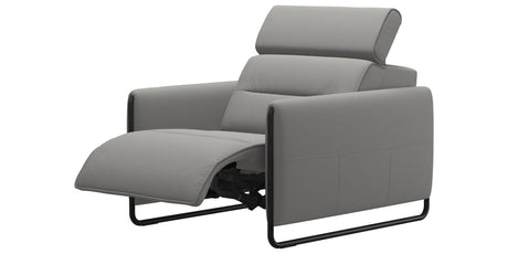 Paloma Leather Silver Grey & Matte Black Arm Trim | Stressless Emily Chair | Valley Ridge Furniture