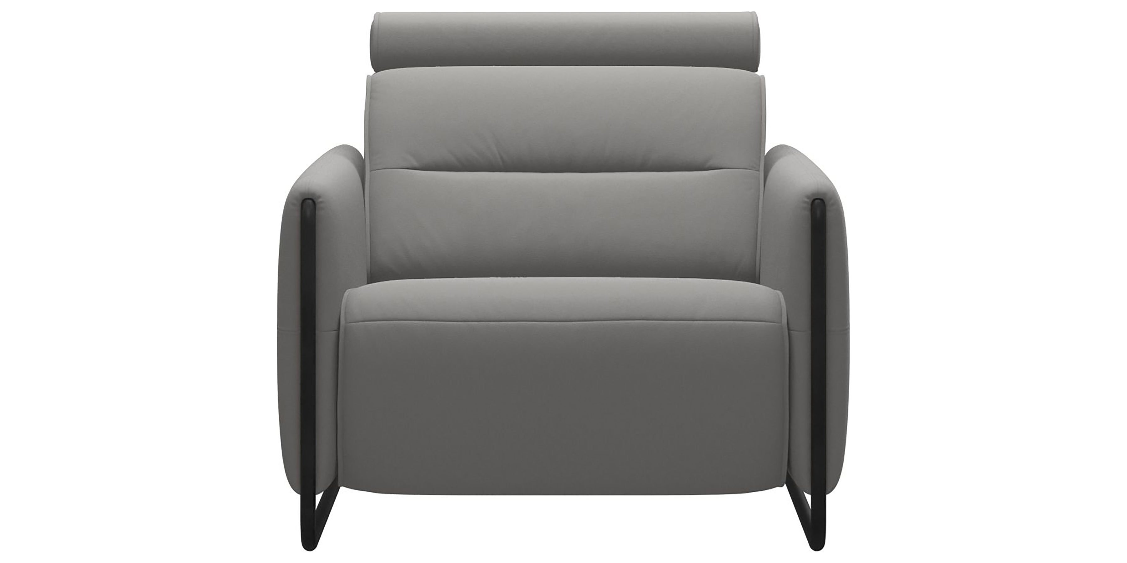 Paloma Leather Silver Grey &amp; Matte Black Arm Trim | Stressless Emily Chair | Valley Ridge Furniture