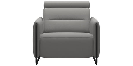 Paloma Leather Silver Grey & Matte Black Arm Trim | Stressless Emily Chair | Valley Ridge Furniture