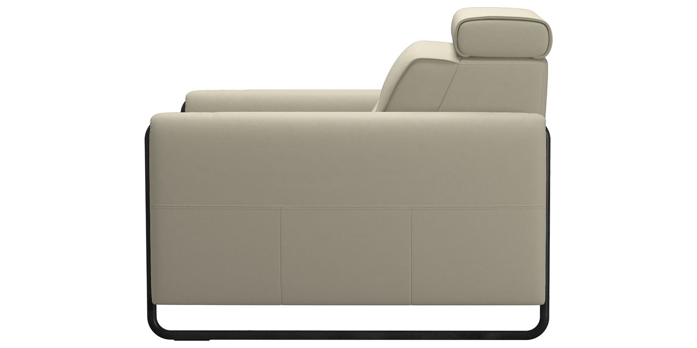 Paloma Leather Light Grey & Matte Black Arm Trim | Stressless Emily Chair | Valley Ridge Furniture