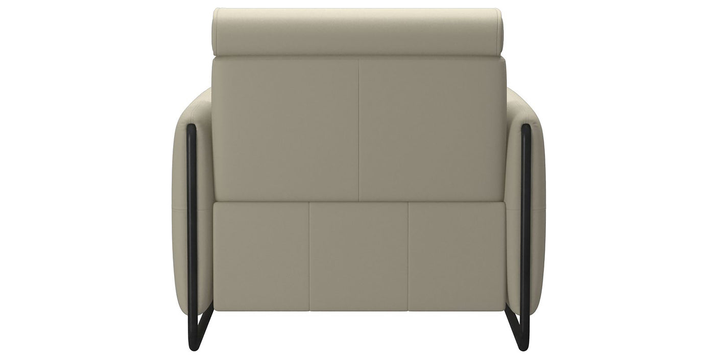 Paloma Leather Light Grey & Matte Black Arm Trim | Stressless Emily Chair | Valley Ridge Furniture