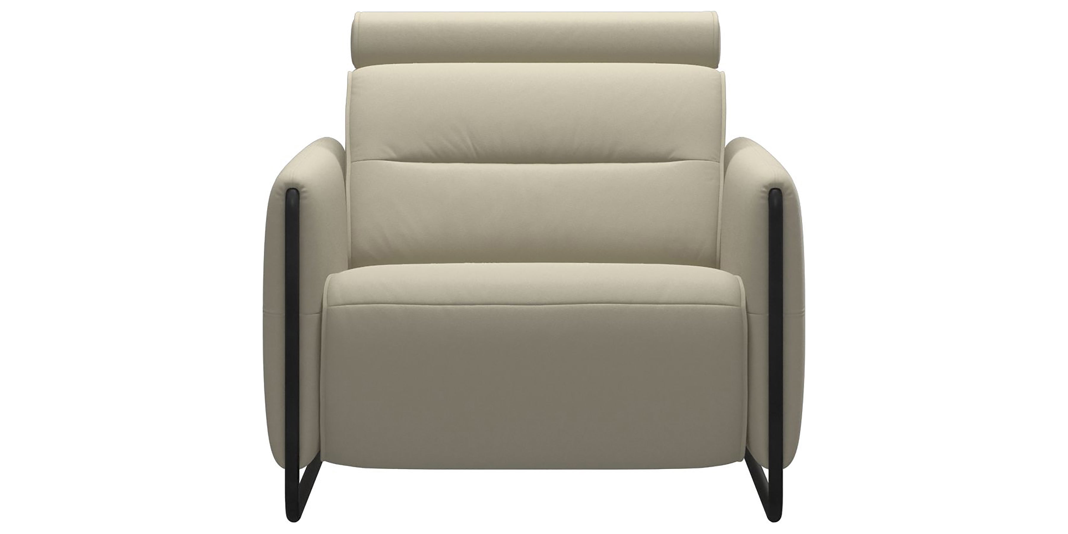 Paloma Leather Light Grey & Matte Black Arm Trim | Stressless Emily Chair | Valley Ridge Furniture