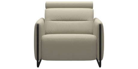 Paloma Leather Light Grey & Matte Black Arm Trim | Stressless Emily Chair | Valley Ridge Furniture
