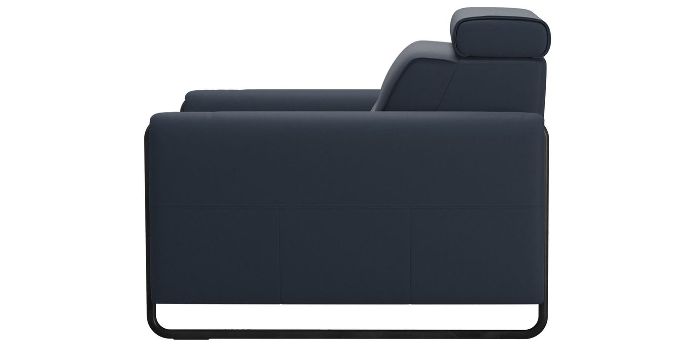 Paloma Leather Oxford Blue & Matte Black Arm Trim | Stressless Emily Chair | Valley Ridge Furniture