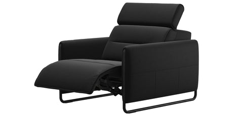 Paloma Leather Black & Matte Black Arm Trim | Stressless Emily Chair | Valley Ridge Furniture