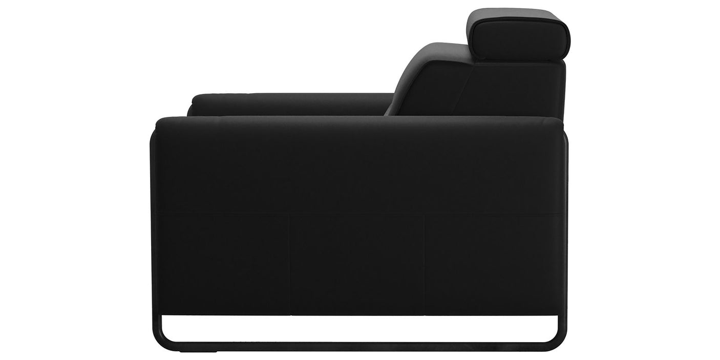 Paloma Leather Black & Matte Black Arm Trim | Stressless Emily Chair | Valley Ridge Furniture