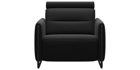 Paloma Leather Black & Matte Black Arm Trim | Stressless Emily Chair | Valley Ridge Furniture
