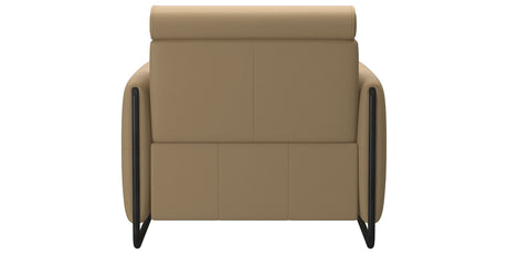 Paloma Leather Sand & Matte Black Arm Trim | Stressless Emily Chair | Valley Ridge Furniture