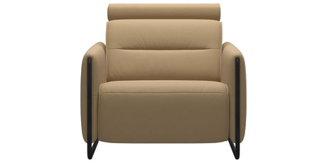 Paloma Leather Sand & Matte Black Arm Trim | Stressless Emily Chair | Valley Ridge Furniture