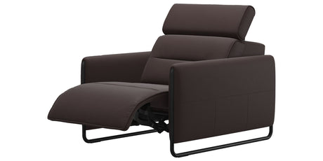 Paloma Leather Chocolate & Matte Black Arm Trim | Stressless Emily Chair | Valley Ridge Furniture