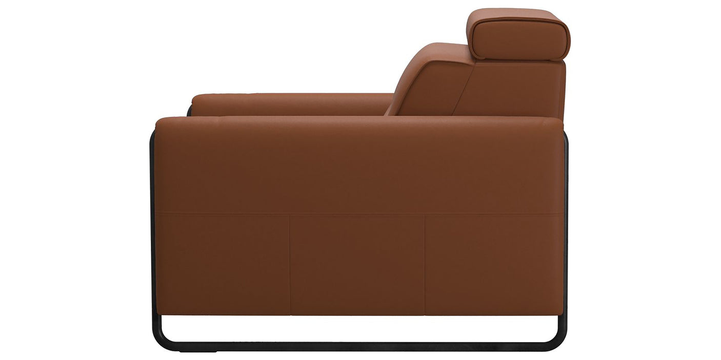 Paloma Leather New Cognac & Matte Black Arm Trim | Stressless Emily Chair | Valley Ridge Furniture