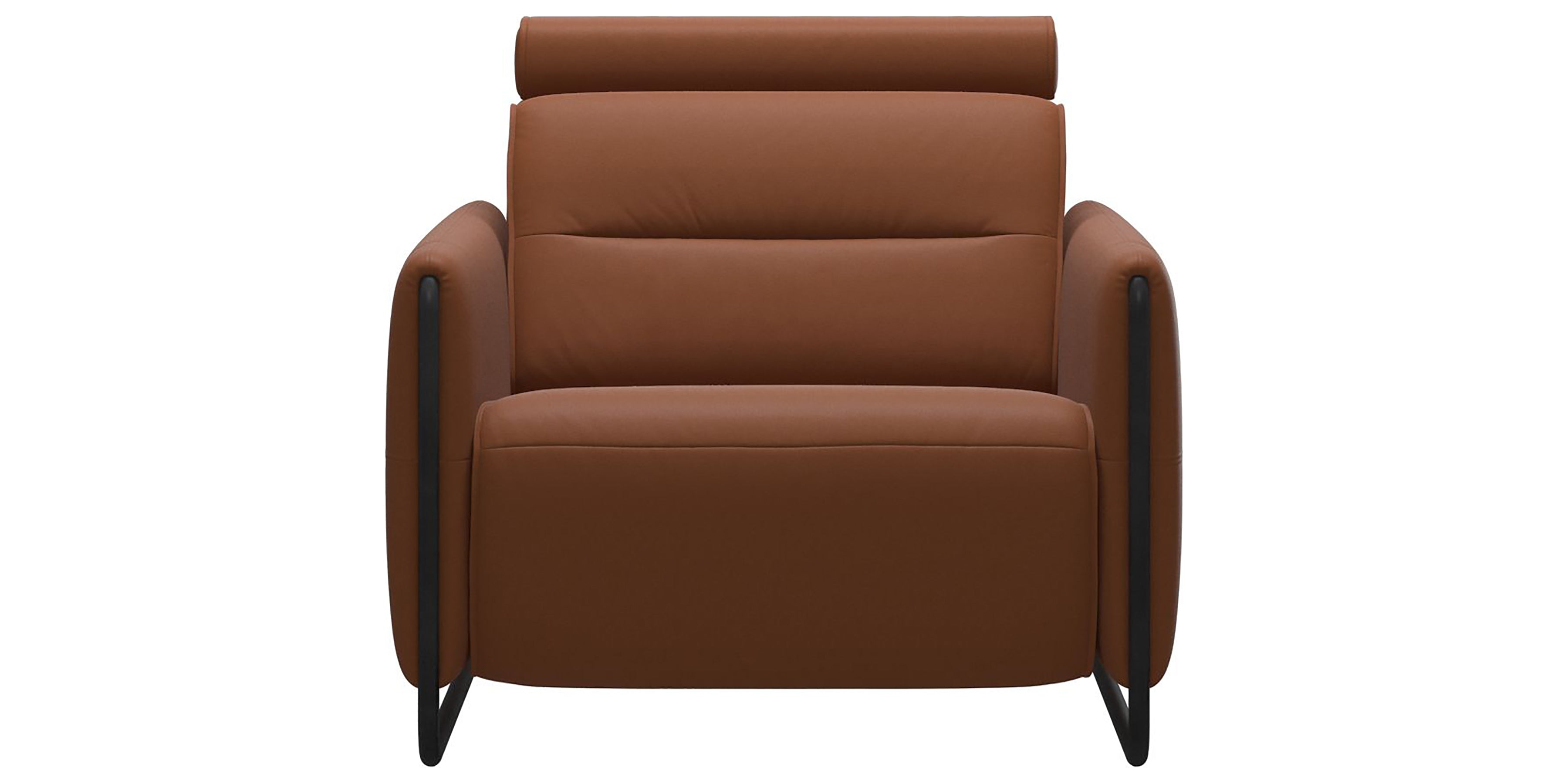 Paloma Leather New Cognac &amp; Matte Black Arm Trim | Stressless Emily Chair | Valley Ridge Furniture