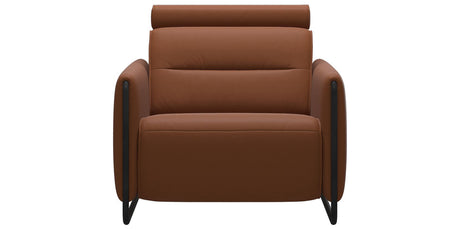 Paloma Leather New Cognac & Matte Black Arm Trim | Stressless Emily Chair | Valley Ridge Furniture
