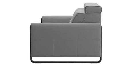 Paloma Leather Silver Grey & Matte Black Arm Trim | Stressless Emily 2-Seater Sofa | Valley Ridge Furniture