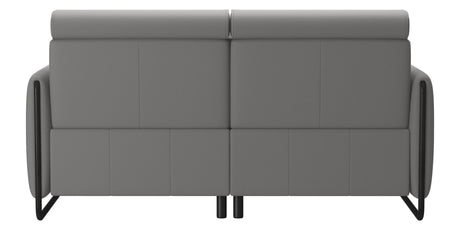 Paloma Leather Silver Grey & Matte Black Arm Trim | Stressless Emily 2-Seater Sofa | Valley Ridge Furniture