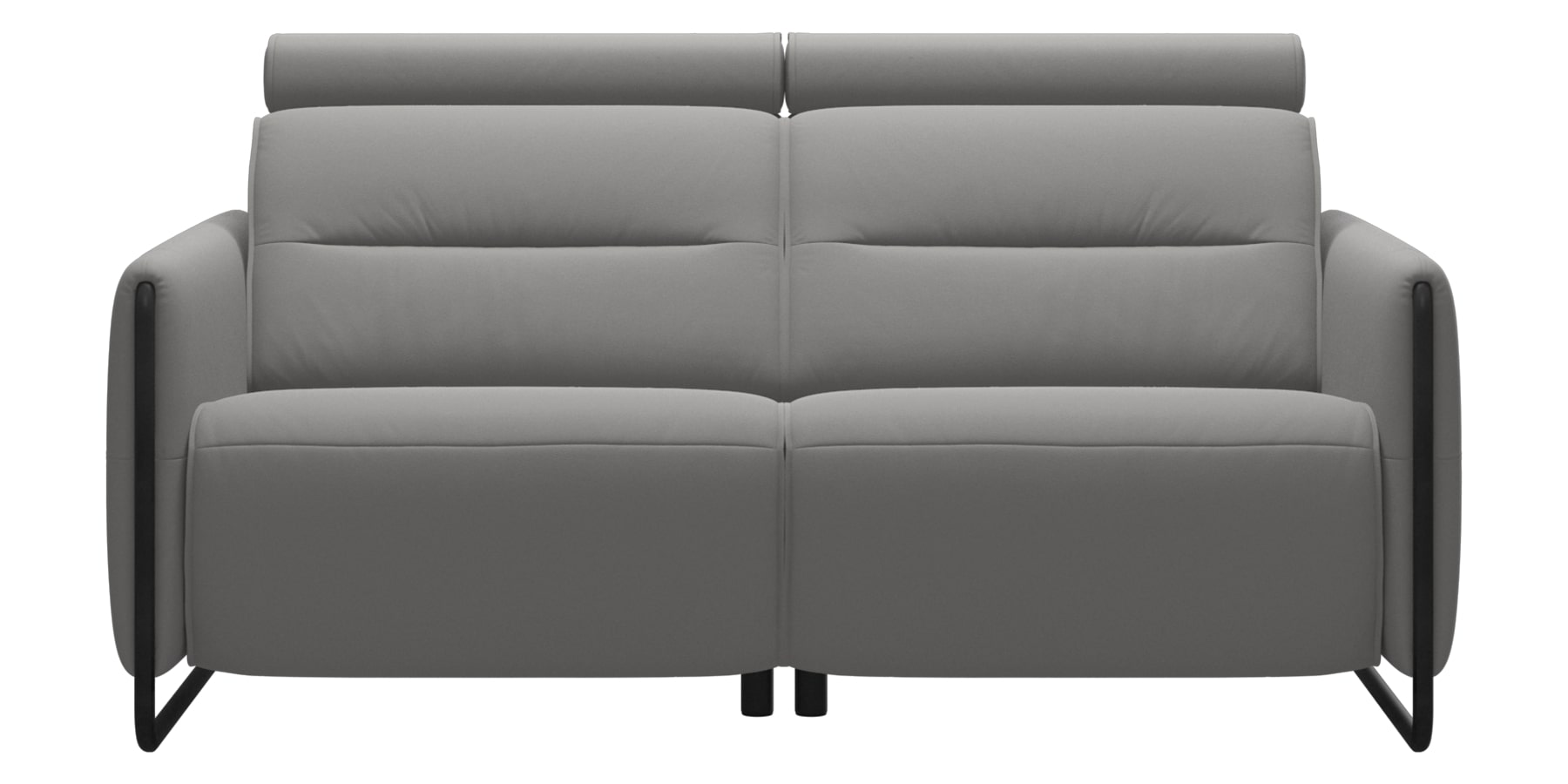 Paloma Leather Silver Grey &amp; Matte Black Arm Trim | Stressless Emily 2-Seater Sofa | Valley Ridge Furniture