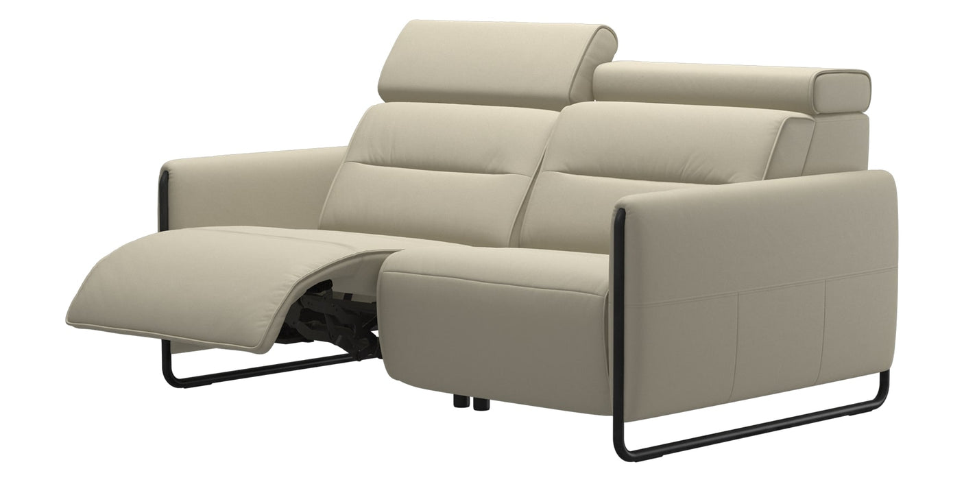 Paloma Leather Light Grey & Matte Black Arm Trim | Stressless Emily 2-Seater Sofa | Valley Ridge Furniture