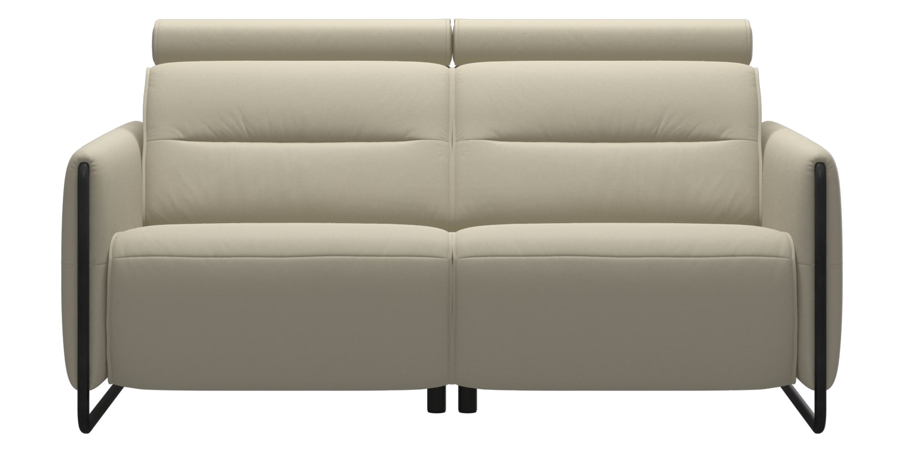 Paloma Leather Light Grey &amp; Matte Black Arm Trim | Stressless Emily 2-Seater Sofa | Valley Ridge Furniture