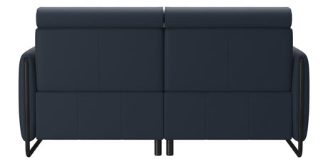 Paloma Leather Oxford Blue & Matte Black Arm Trim | Stressless Emily 2-Seater Sofa | Valley Ridge Furniture