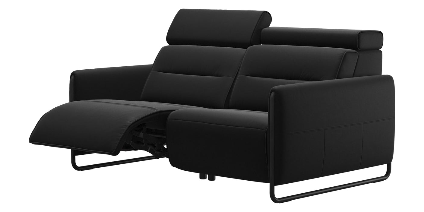 Paloma Leather Black & Matte Black Arm Trim | Stressless Emily 2-Seater Sofa | Valley Ridge Furniture