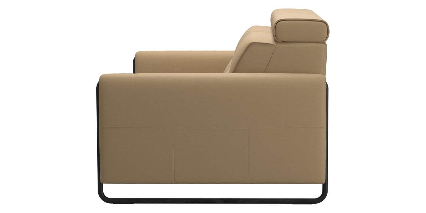 Paloma Leather Sand & Matte Black Arm Trim | Stressless Emily 2-Seater Sofa | Valley Ridge Furniture