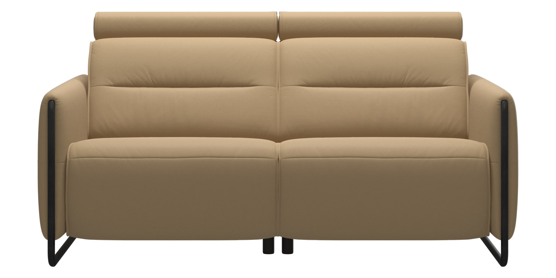 Paloma Leather Sand &amp; Matte Black Arm Trim | Stressless Emily 2-Seater Sofa | Valley Ridge Furniture