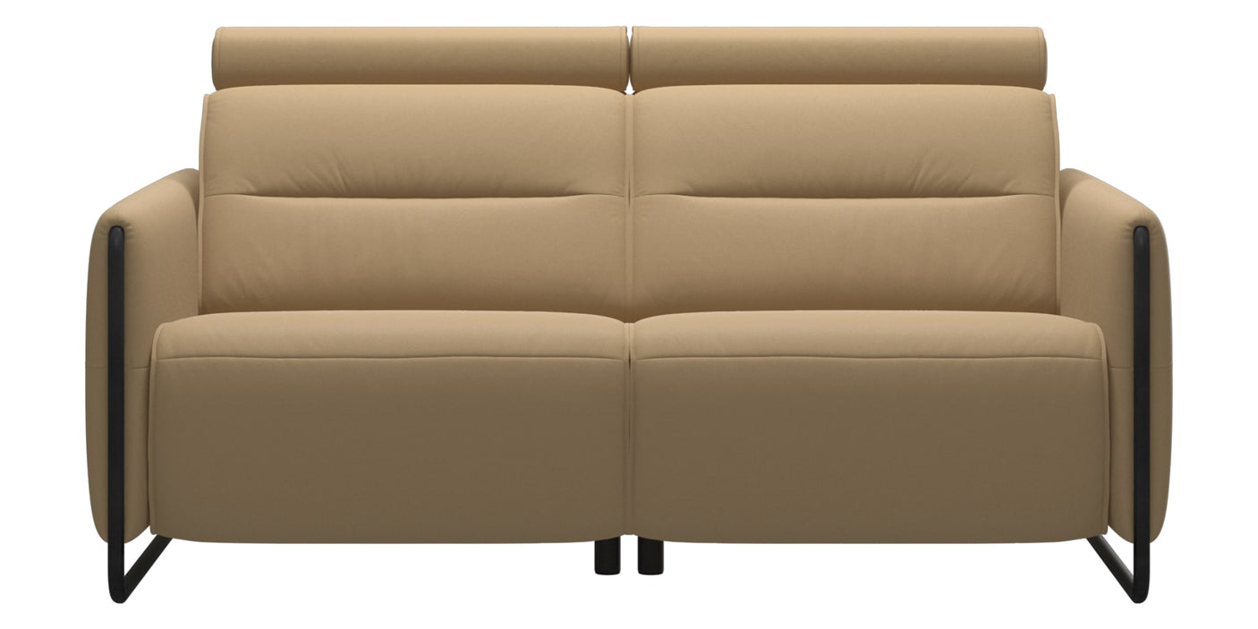 Paloma Leather Sand & Matte Black Arm Trim | Stressless Emily 2-Seater Sofa | Valley Ridge Furniture