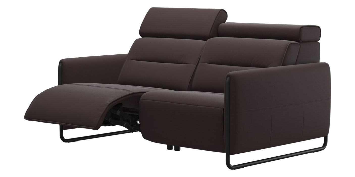 Paloma Leather Chocolate & Matte Black Arm Trim | Stressless Emily 2-Seater Sofa | Valley Ridge Furniture