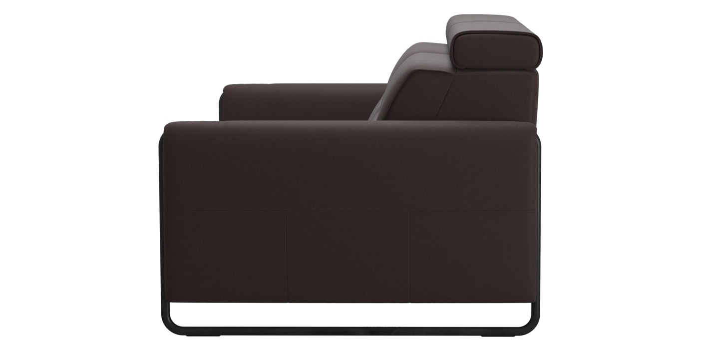 Paloma Leather Chocolate & Matte Black Arm Trim | Stressless Emily 2-Seater Sofa | Valley Ridge Furniture