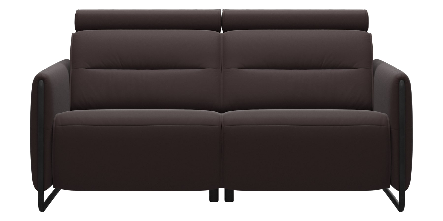 Paloma Leather Chocolate &amp; Matte Black Arm Trim | Stressless Emily 2-Seater Sofa | Valley Ridge Furniture