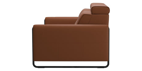 Paloma Leather New Cognac & Matte Black Arm Trim | Stressless Emily 2-Seater Sofa | Valley Ridge Furniture