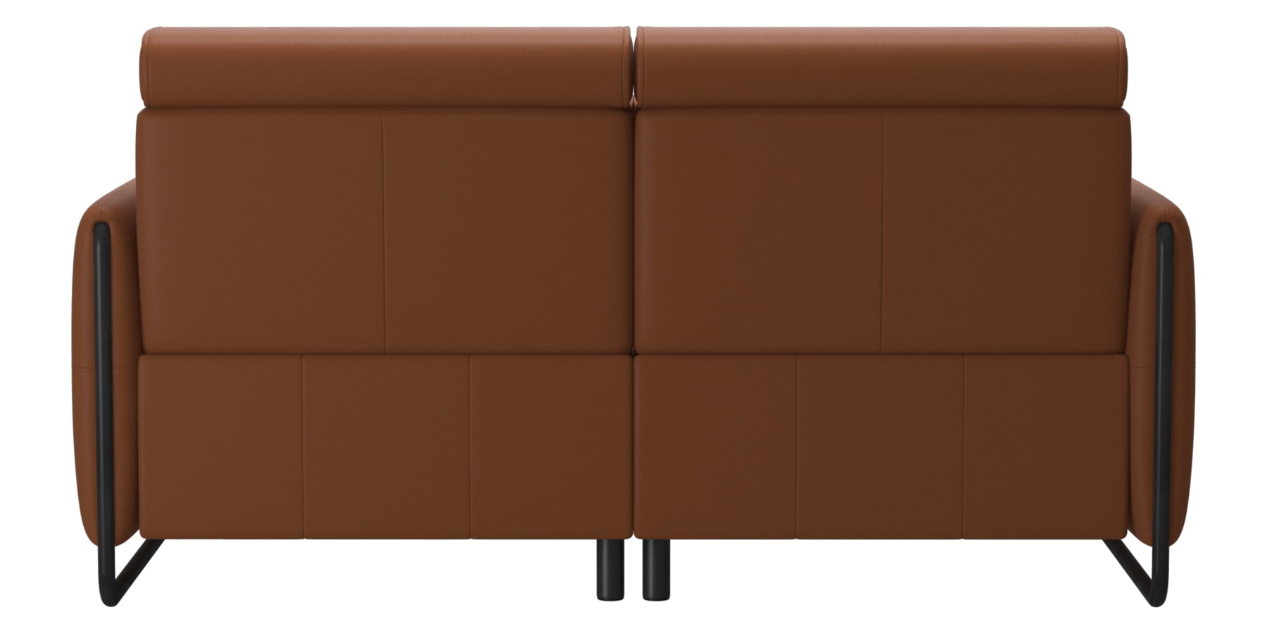 Paloma Leather New Cognac &amp; Matte Black Arm Trim | Stressless Emily 2-Seater Sofa | Valley Ridge Furniture