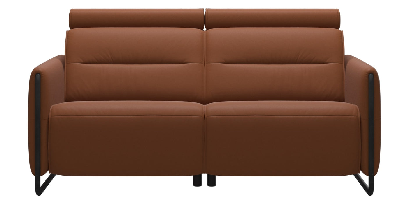 Paloma Leather New Cognac & Matte Black Arm Trim | Stressless Emily 2-Seater Sofa | Valley Ridge Furniture