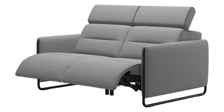Paloma Leather Silver Grey & Matte Black Arm Trim | Stressless Emily 2-Seater Sofa | Valley Ridge Furniture