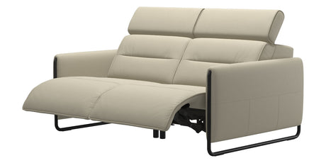 Paloma Leather Light Grey & Matte Black Arm Trim | Stressless Emily 2-Seater Sofa | Valley Ridge Furniture