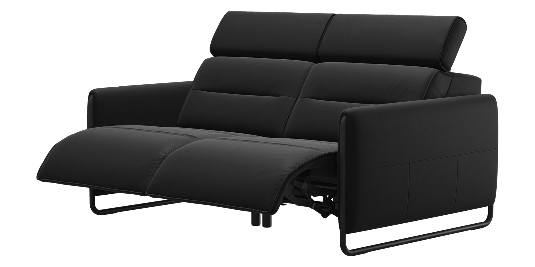 Paloma Leather Black &amp; Matte Black Arm Trim | Stressless Emily 2-Seater Sofa | Valley Ridge Furniture