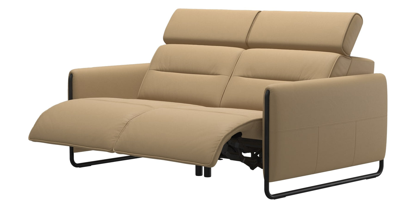 Paloma Leather Sand & Matte Black Arm Trim | Stressless Emily 2-Seater Sofa | Valley Ridge Furniture