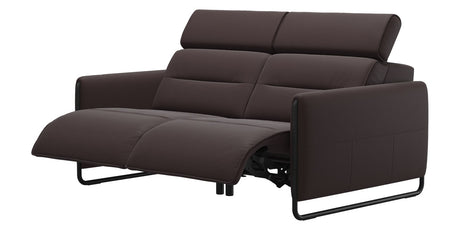 Paloma Leather Chocolate & Matte Black Arm Trim | Stressless Emily 2-Seater Sofa | Valley Ridge Furniture