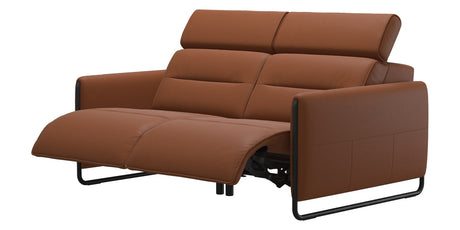 Paloma Leather New Cognac & Matte Black Arm Trim | Stressless Emily 2-Seater Sofa | Valley Ridge Furniture